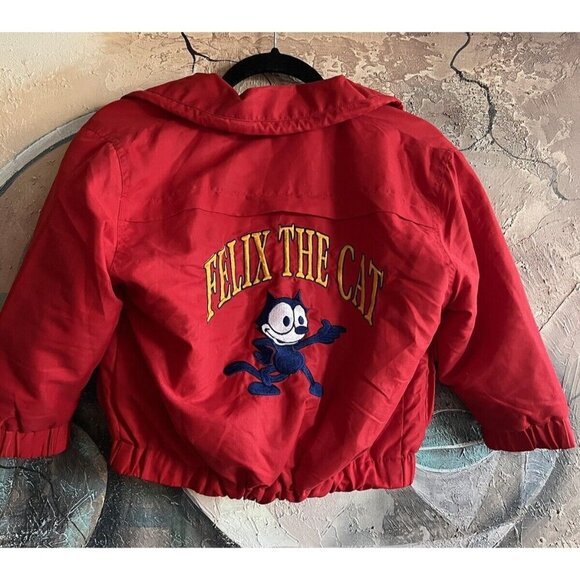 Vintage 1993 Felix The Cat Kids Red Windbreaker jacket Size 8 - Picture 8 of 9